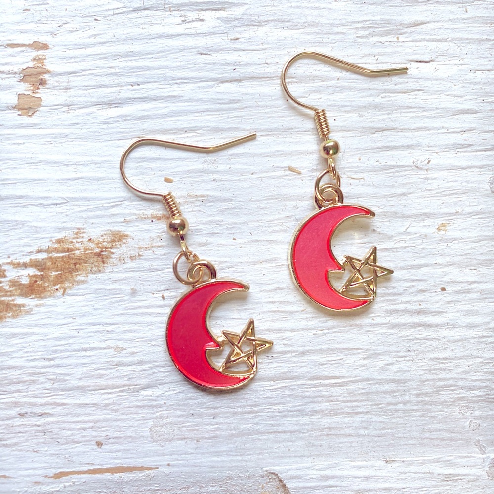 Moon and Star Earrings